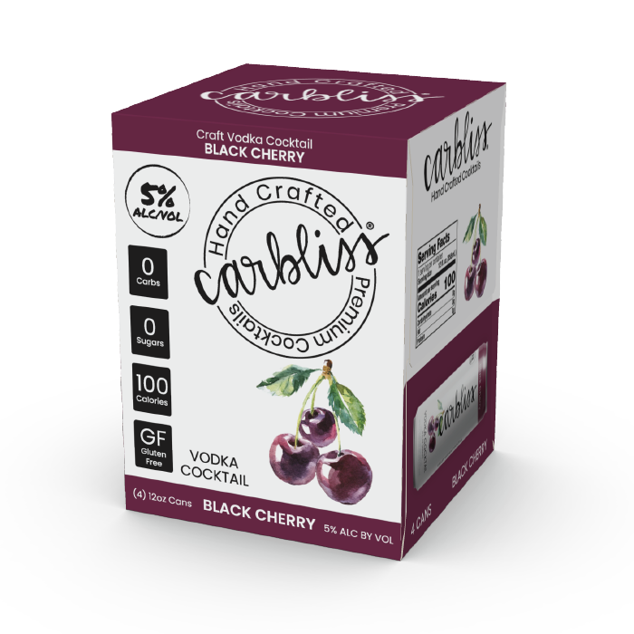 Carbliss Black Cherry Craft Vodka Cocktail 4 pack 12 ounce cans
