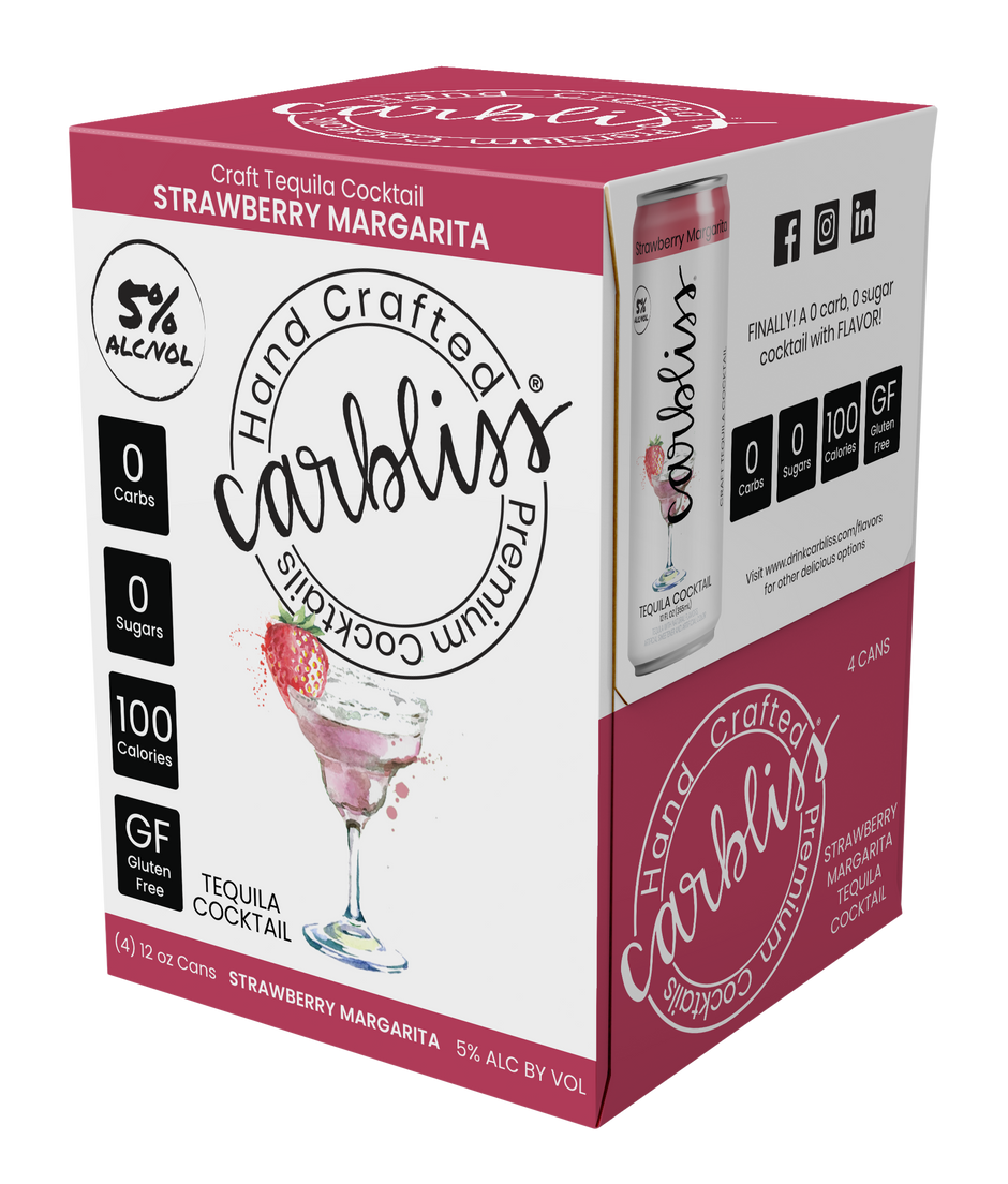 Strawberry Margarita Carbliss Hand Crafted Tequila Cocktail 4-pack